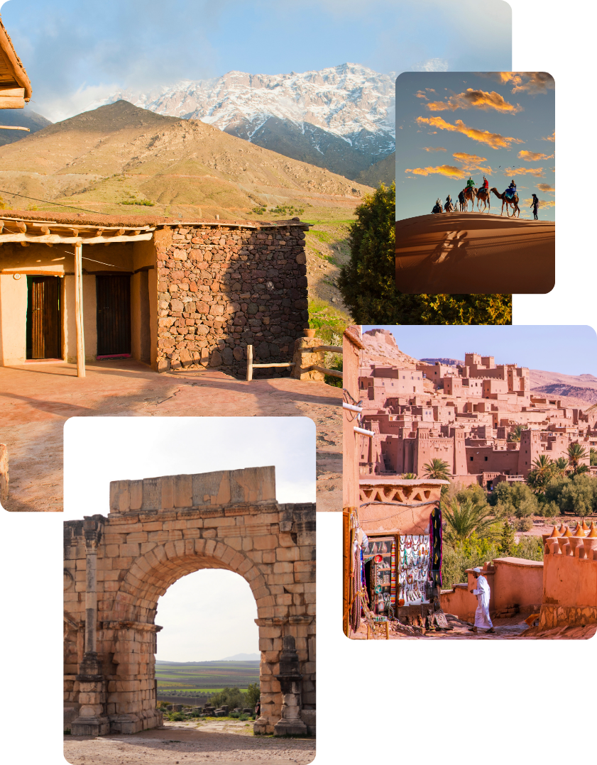 A differenet pictuers of Morocco in one image taking by Azzouzi Morocco Tours