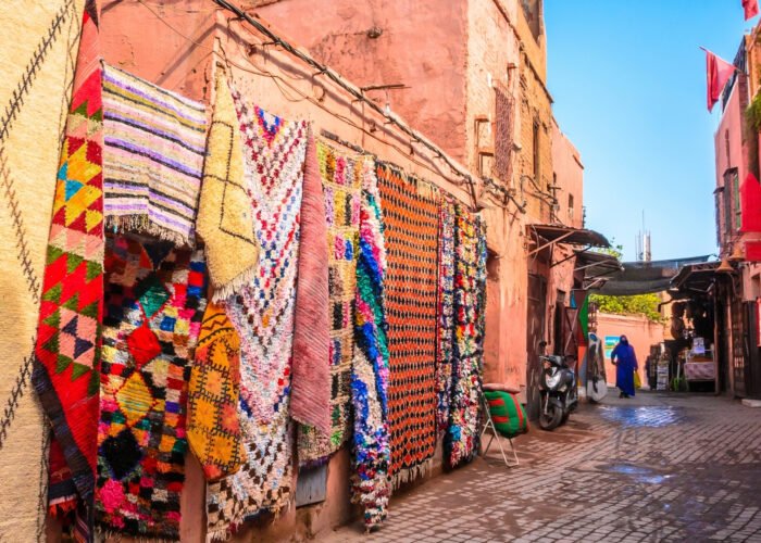 Beautiful street of old medina in Marrakech, Morocco