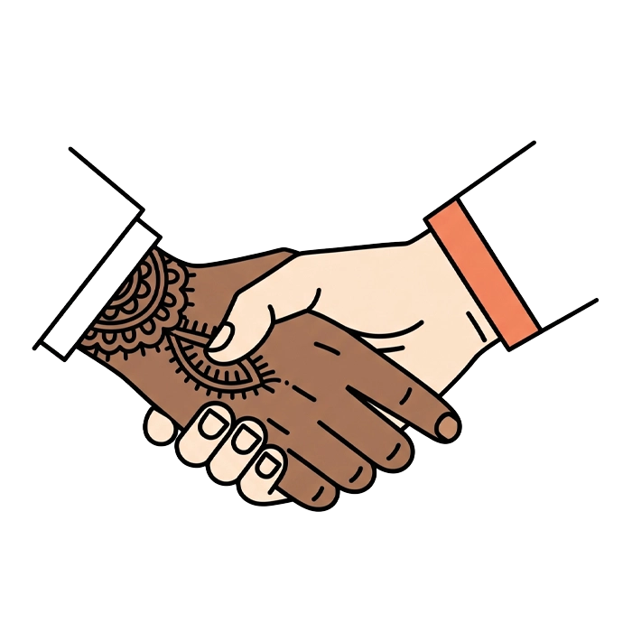 Two hands shaking, symbolizing connection